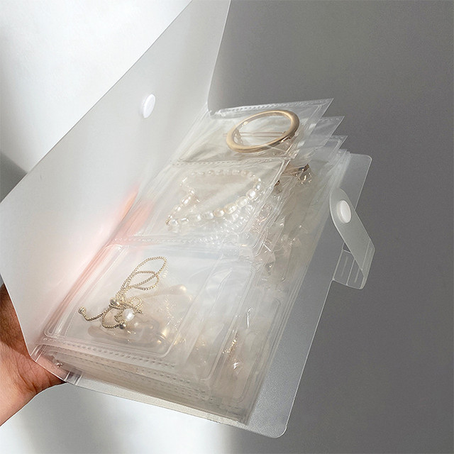 120 Grid Transparent Jewelry Storage Bag Dustproof Storage Book Necklace  Earring Ring Portable Travel Jewelry Organizer